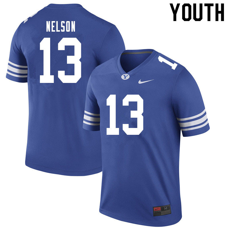 Youth #13 Joe Nelson BYU Cougars College Football Jerseys Sale-Royal